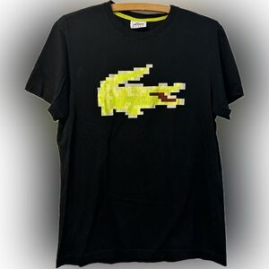 Lacoste x Minecraft collaboration black t-shirt with pixelated logo Size 4(US M)